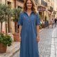 👗 60% OFF NOW! 👖 Casual Pocket Denim Midi Shirt Dress – Soft denim & relaxed fit – Functional pockets, perfect for everyday casual – comfortable and versatile ✨🌸