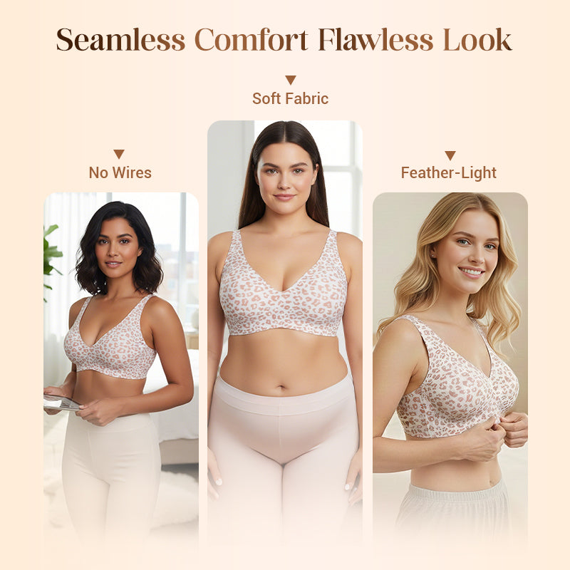 💗LAST DAY SALE 50% OFF⚡50K+ SOLD!!💕Jelly Wireless Womens Comfortable Wireless Bras Push Up Bralettes Seamless Tshirts Bras Deep V Everyday Bras
