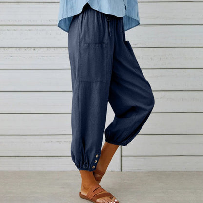 🧵2026 New Women's Summer Cotton Linen Trousers Nine Minute Trousers🍃