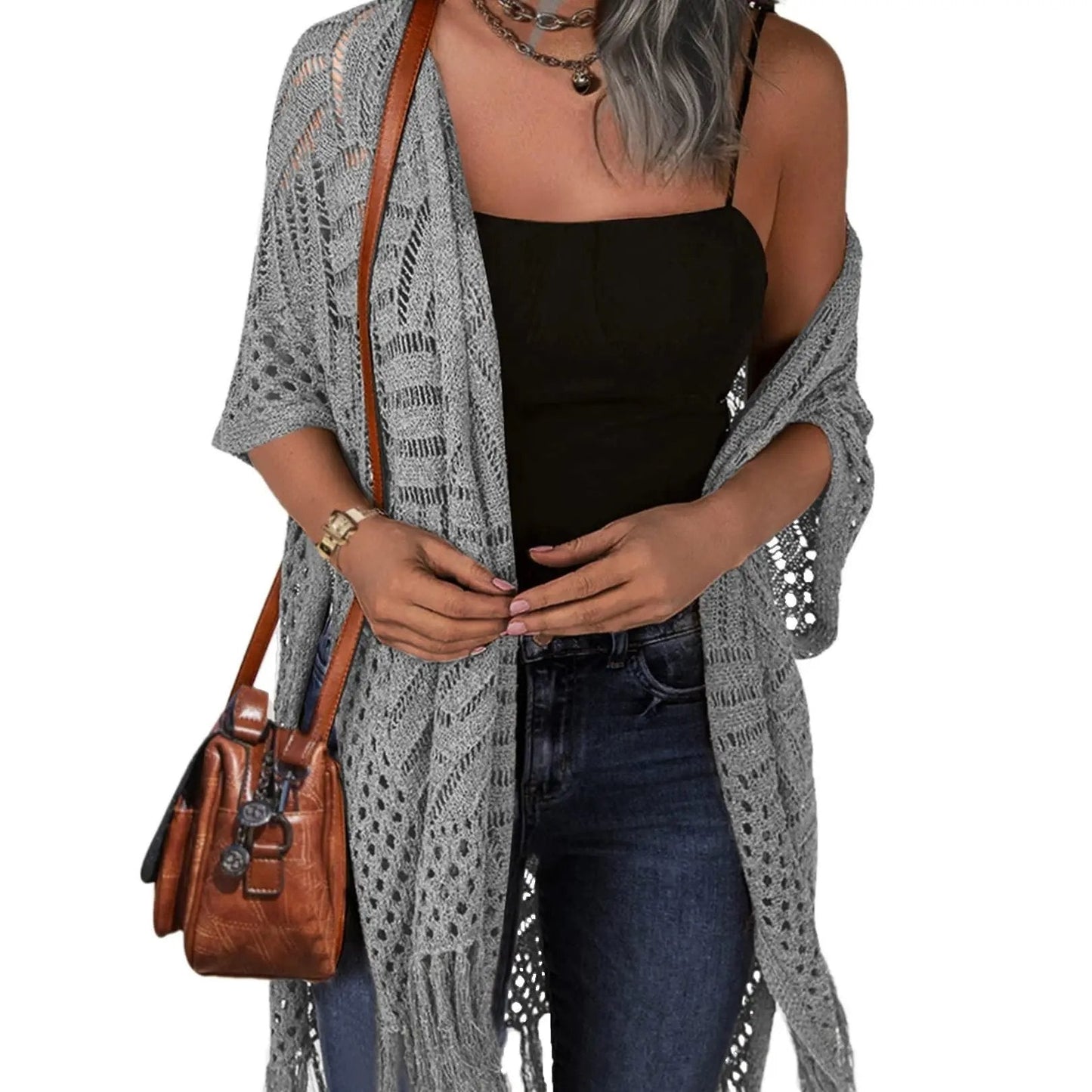🥳2026 HOT SALE🥳💞50K+ SOLD!🌸☀️ 50% OFF – Just £16.99! Oversized Knit Cardigan – Lightweight crochet tassel kimono for spring & summer. Breathable viscose‑nylon blend – no itch, no cling – layer over anything! 🧶✨