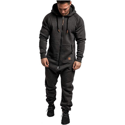 🎁New Arrivals 50% OFF💥Hooded Fleece Solid Color Jumpsuit