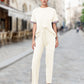 Women's Striped T-Shirt & Wide-Leg Joggers Set