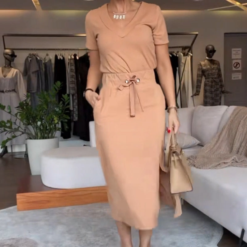 ⏳Limited Time 49% Off💥Women's V-Neck Top and Skirt Set