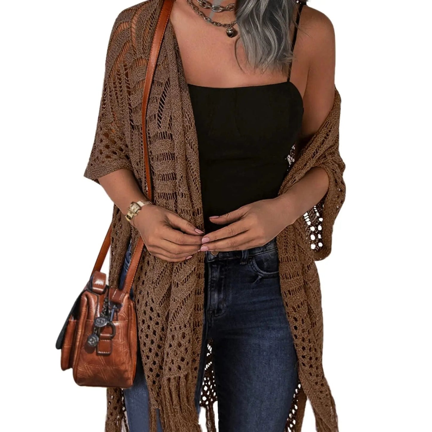 🥳2026 HOT SALE🥳💞50K+ SOLD!🌸☀️ 50% OFF – Just £16.99! Oversized Knit Cardigan – Lightweight crochet tassel kimono for spring & summer. Breathable viscose‑nylon blend – no itch, no cling – layer over anything! 🧶✨