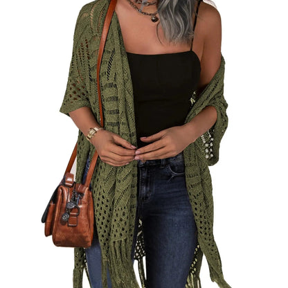 🥳2026 HOT SALE🥳💞50K+ SOLD!🌸☀️ 50% OFF – Just £16.99! Oversized Knit Cardigan – Lightweight crochet tassel kimono for spring & summer. Breathable viscose‑nylon blend – no itch, no cling – layer over anything! 🧶✨