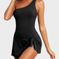 ⛱️⛱️Last Day Sale 49% OFF🔥One Shoulder Skirted One Piece Swimsuit