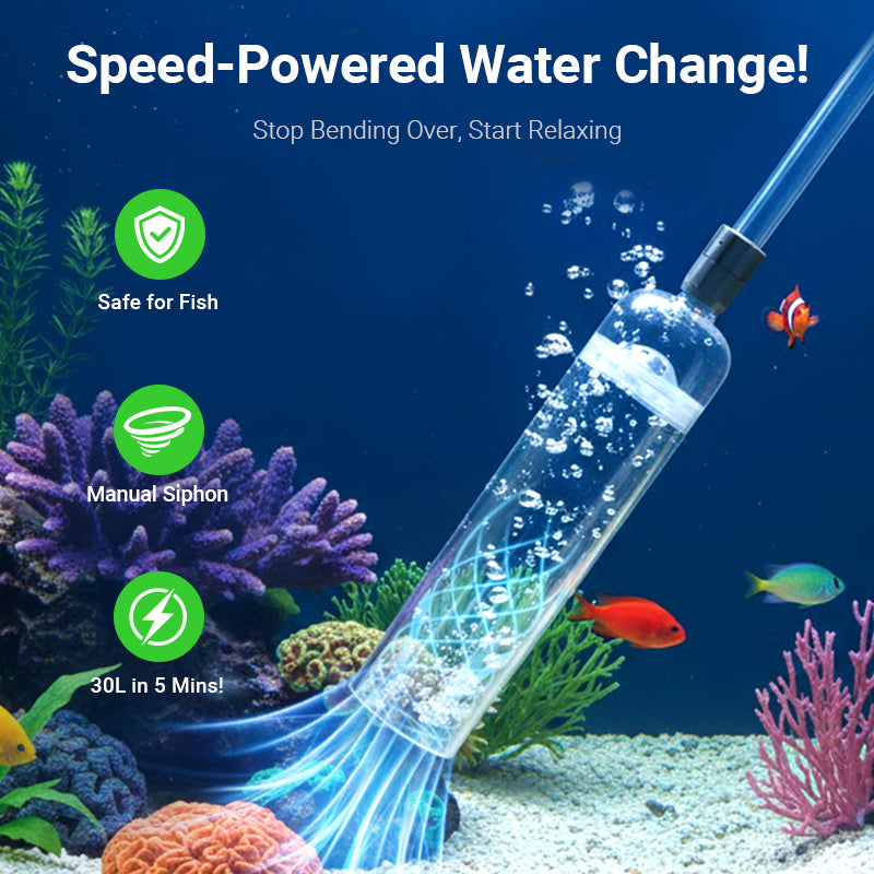 🐠 49% OFF LIMITED STOCK! ✨ Aquarium Vacuum Cleaner with Siphon - Gravel Filter & Flow Control for Effortless Water Change & Tank Maintenance 💦🌿