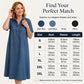 👗 49% OFF NOW! 👖 Casual Pocket Denim Midi Shirt Dress – Soft denim & relaxed fit – Functional pockets, perfect for everyday casual – comfortable and versatile ✨🌸