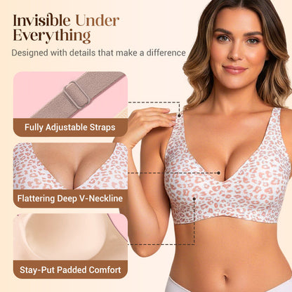 💗LAST DAY SALE 50% OFF⚡50K+ SOLD!!💕Jelly Wireless Womens Comfortable Wireless Bras Push Up Bralettes Seamless Tshirts Bras Deep V Everyday Bras