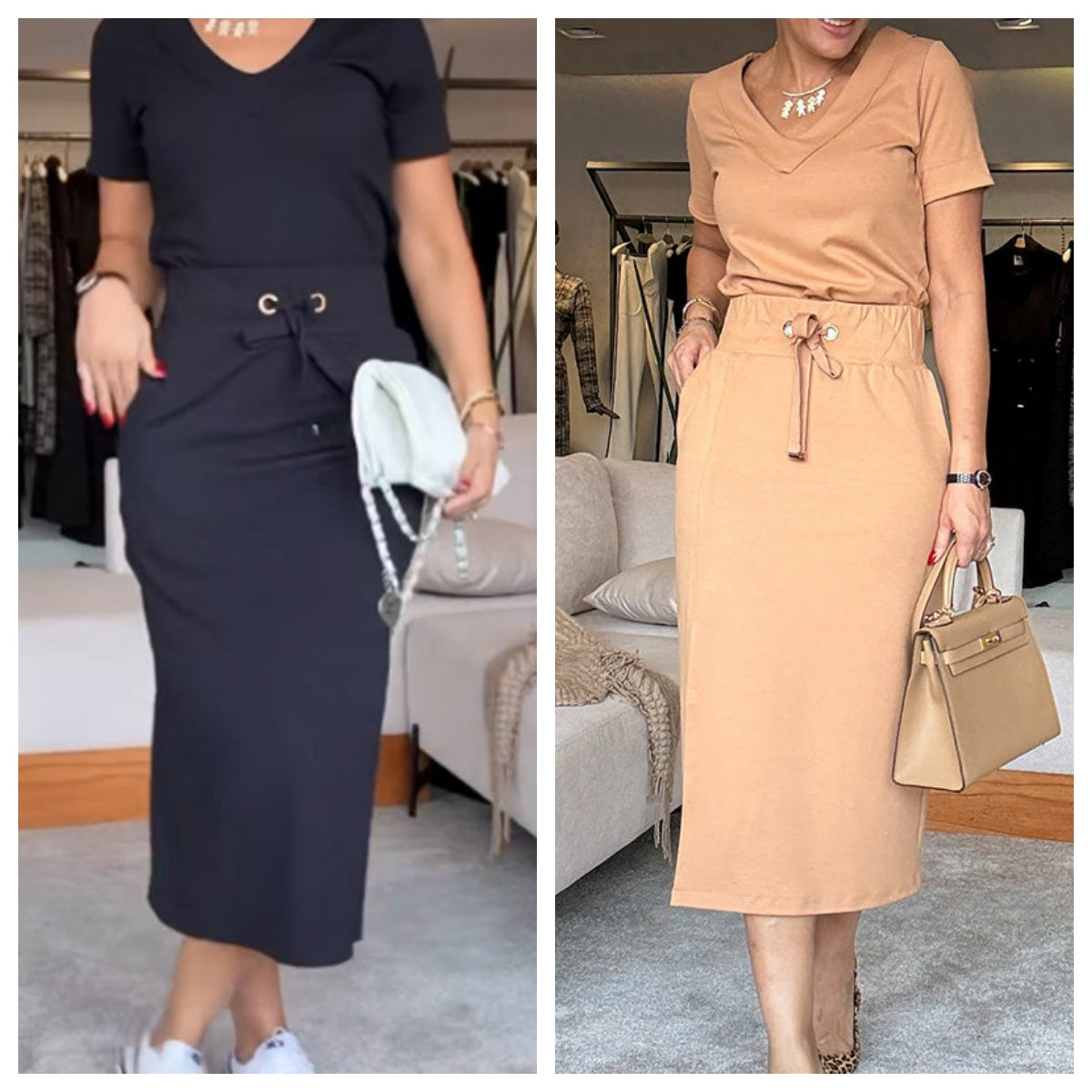 ⏳Limited Time 49% Off💥Women's V-Neck Top and Skirt Set