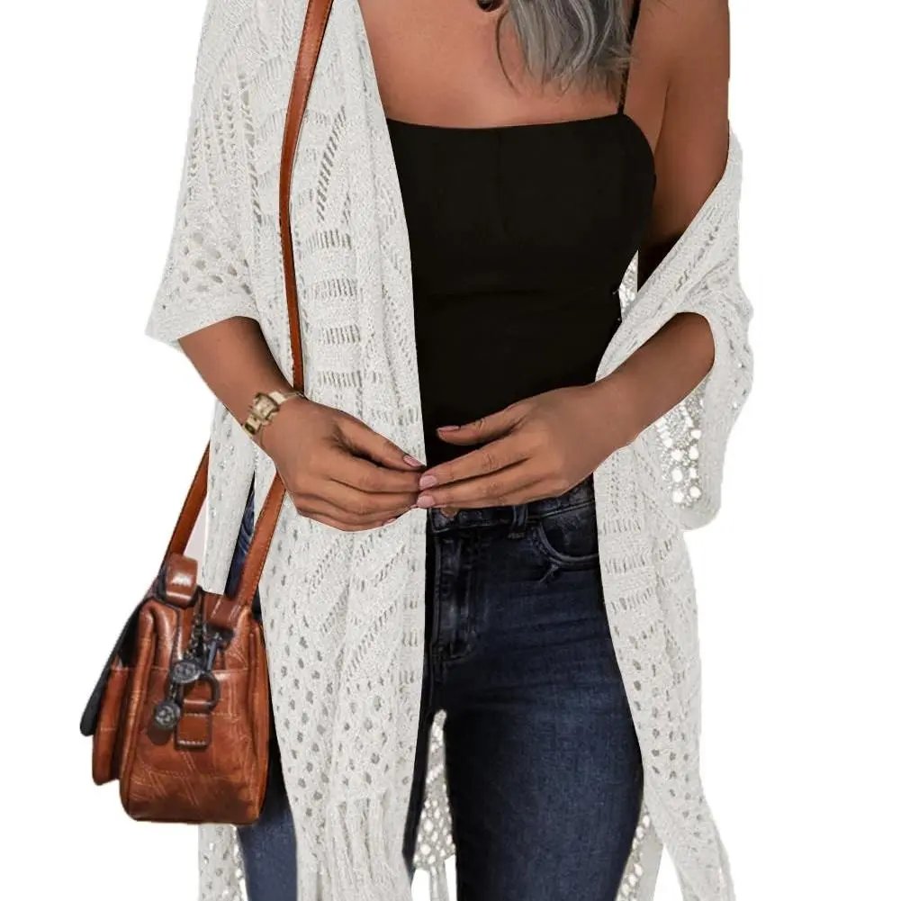 🥳2026 HOT SALE🥳💞50K+ SOLD!🌸☀️ 50% OFF – Just £16.99! Oversized Knit Cardigan – Lightweight crochet tassel kimono for spring & summer. Breathable viscose‑nylon blend – no itch, no cling – layer over anything! 🧶✨