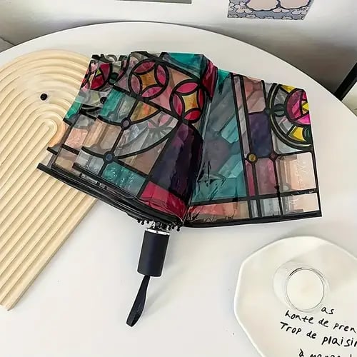 🔥Hot Sale 💦 -Vintage Stained Glass Automatic Umbrella
