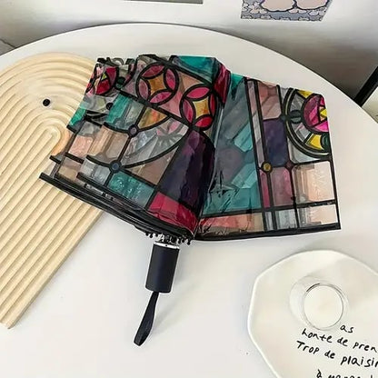 🔥Hot Sale 💦 -Vintage Stained Glass Automatic Umbrella
