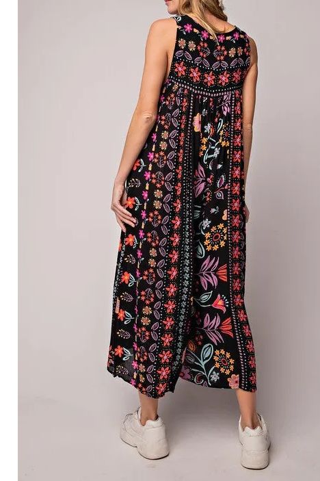 💃✨ Vintage Printed Loose Sleeveless Jumpsuit