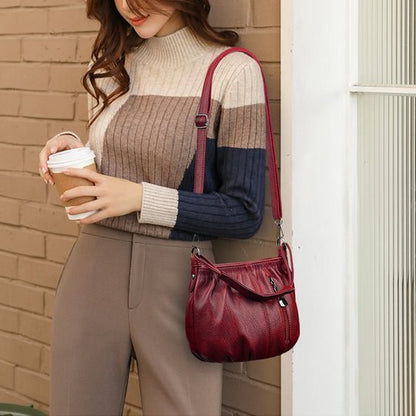 🔥Casual Pleated Bucket Soft Leather Handbag Shoulder Bag