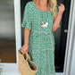 Round Neck Polka Dot Print Midi Dress