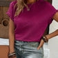 🏆 50K+ SOLD! Almost Gone-⚡2026 Summer Outfit Womens Short Sleeve Tops Round Neck Ruffle Casual Summer Textured Work T Shirts Tee Blouse