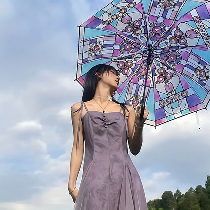 🔥Hot Sale 💦 -Vintage Stained Glass Automatic Umbrella