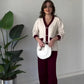 Women’s Casual Color-blocking V-Neck Top & Pants Set