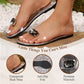 Flat sandals with clear rhinestones for women