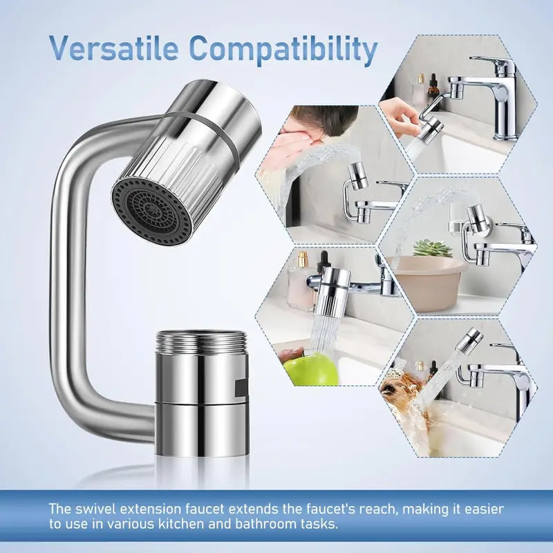 🔥HOT SALE 50% OFF🎁🚰 Upgrade Your Washing Routine✨ TTZZ 1440° Rotatable Faucet Aerator Extension - For Effortless, All-Angle Control!