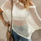 🎁2026 New Hot Sale- Womens Summer Scoop Neck Short Sleeve Sweater Casual Crochet Hollow Out Knit Tops Pullover Shirts Beach Coverup