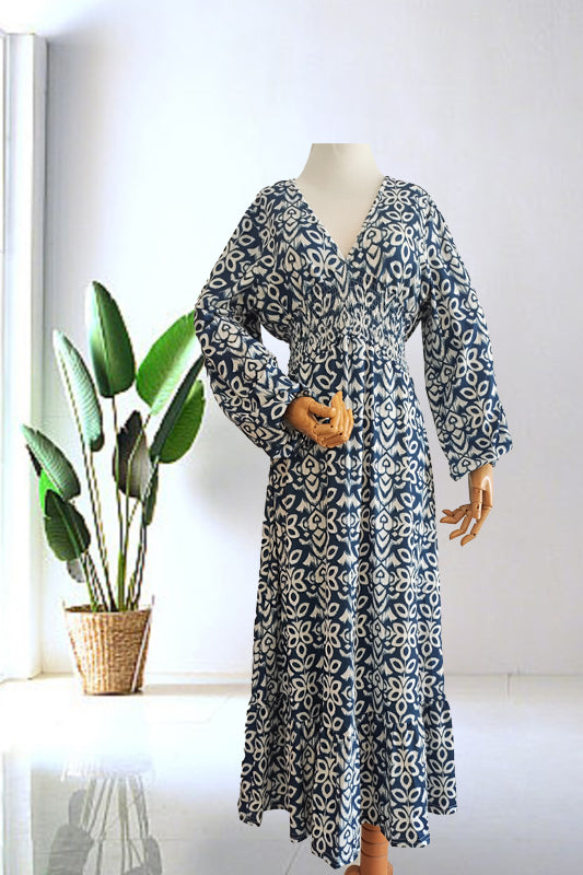 🔥Hot Sale - 50% OFF ✨ Casual Print V-neck Long Dress – Effortless Elegance For Sunny Days & Special Moments 🌸