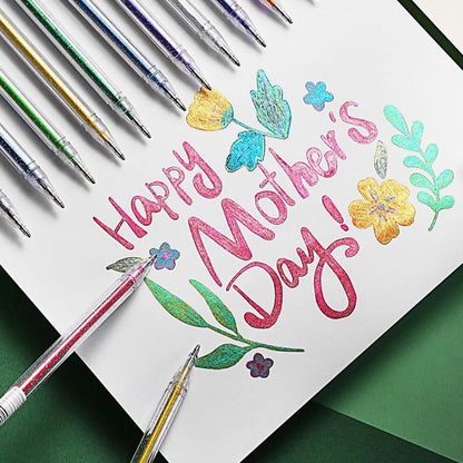 🎁 Glitter Gel Pen Set – Smooth Writing, 10 Colors & Quick-Dry Ink 🎨