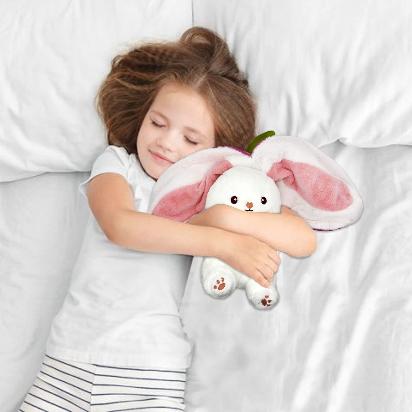 🥳2026 HOT SALE🥳💞50K+ SOLD!🍓🐰 50% OFF! Strawberry Bunny Plush – Transforms into little rabbit! Soft, cute & cuddly. Perfect gift for kids or grandkids. 🎀✨