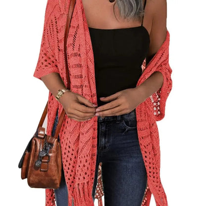🥳2026 HOT SALE🥳💞50K+ SOLD!🌸☀️ 50% OFF – Just £16.99! Oversized Knit Cardigan – Lightweight crochet tassel kimono for spring & summer. Breathable viscose‑nylon blend – no itch, no cling – layer over anything! 🧶✨