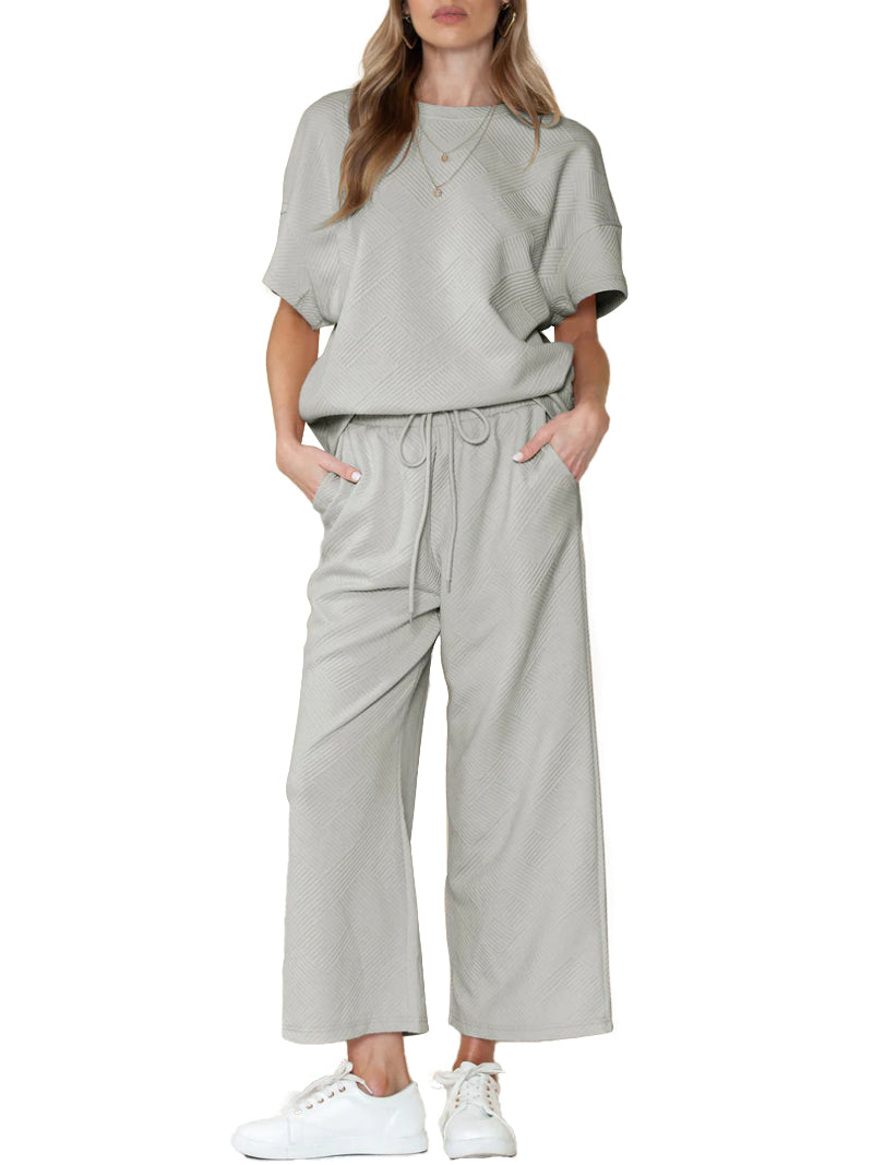 🔥HOT SALE🔥WOMEN'S TEXTURED LOOSE FIT T SHIRT SET