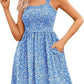 💐LAST DAY Free Shipping⚡50K+ SOLD!💃Women's Summer Dresses Casual Square Neck Floral Sundress With Pockets