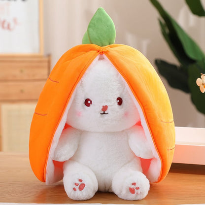 🥳2026 HOT SALE🥳💞50K+ SOLD!🍓🐰 50% OFF! Strawberry Bunny Plush – Transforms into little rabbit! Soft, cute & cuddly. Perfect gift for kids or grandkids. 🎀✨