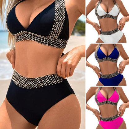🔥Last Day Promotion 56% OFF🔥Sexy V-neck Women's Holiday Swimsuit With Wavy Pattern
