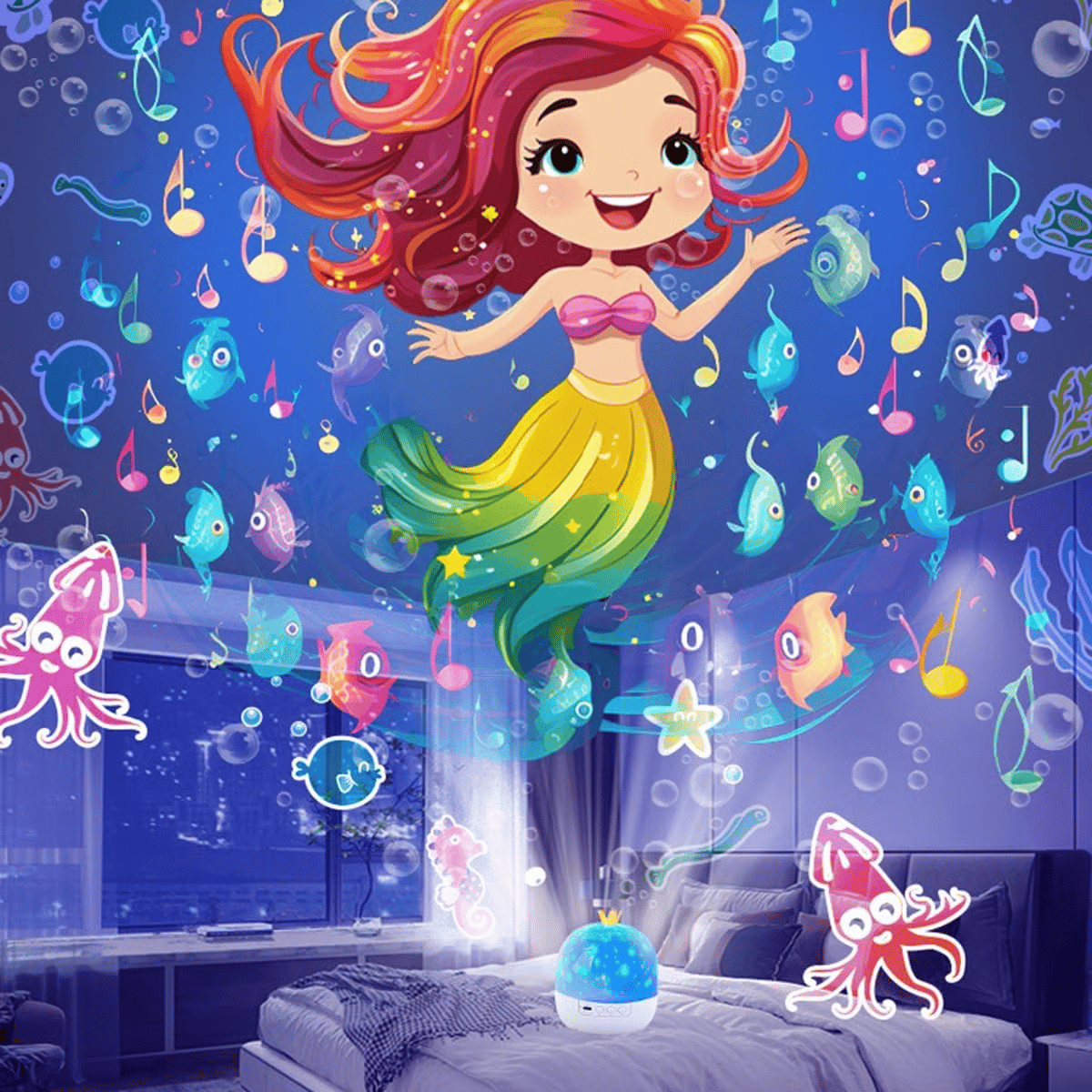 ⏳Limited time 50% discount💥🎃👻 Children's night light projector with 15 films 🔋Type-C charging