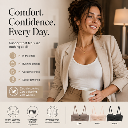 Invisible Strap Front Buckle Push Up Bra