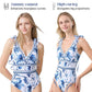 💥 Special Sale 50% OFF💥 V Neck Lace Up Printed One Piece Swimsuit and Skirt