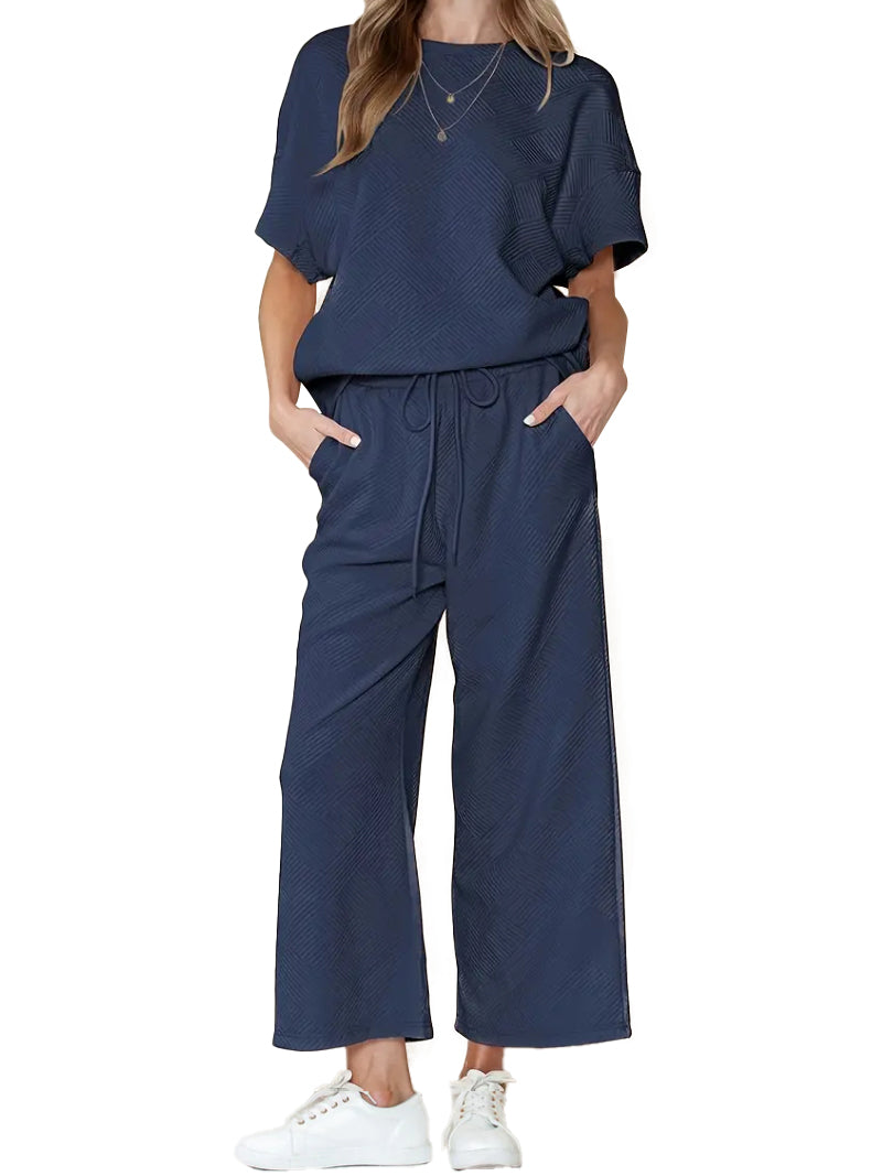 🔥HOT SALE🔥WOMEN'S TEXTURED LOOSE FIT T SHIRT SET