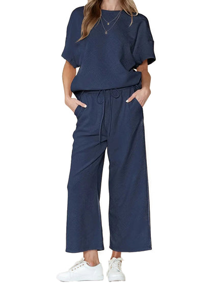 🔥HOT SALE🔥WOMEN'S TEXTURED LOOSE FIT T SHIRT SET