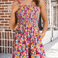 Floral Print Sleeveless Shorts Jumpsuit with Pockets