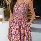 Floral Print Sleeveless Shorts Jumpsuit with Pockets