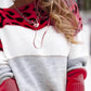 Women's Color Block Leopard Pattern Round Neck Sweater