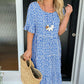 Round Neck Polka Dot Print Midi Dress
