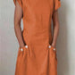 Solid Color Pocket Button Dress