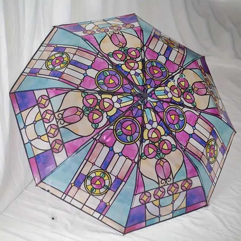 🔥Hot Sale 💦 -Vintage Stained Glass Automatic Umbrella