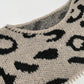Women's Color Block Leopard Pattern Round Neck Sweater