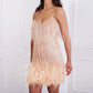 🔥Last Day Promotion 47% OFF💝Women's Feather Fringe Sequin Spaghetti Strap Dress