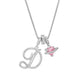 💖Initial Letter Necklace with Pink Heart Charm✨