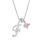 💖Initial Letter Necklace with Pink Heart Charm✨