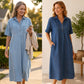 👗 49% OFF NOW! 👖 Casual Pocket Denim Midi Shirt Dress – Soft denim & relaxed fit – Functional pockets, perfect for everyday casual – comfortable and versatile ✨🌸